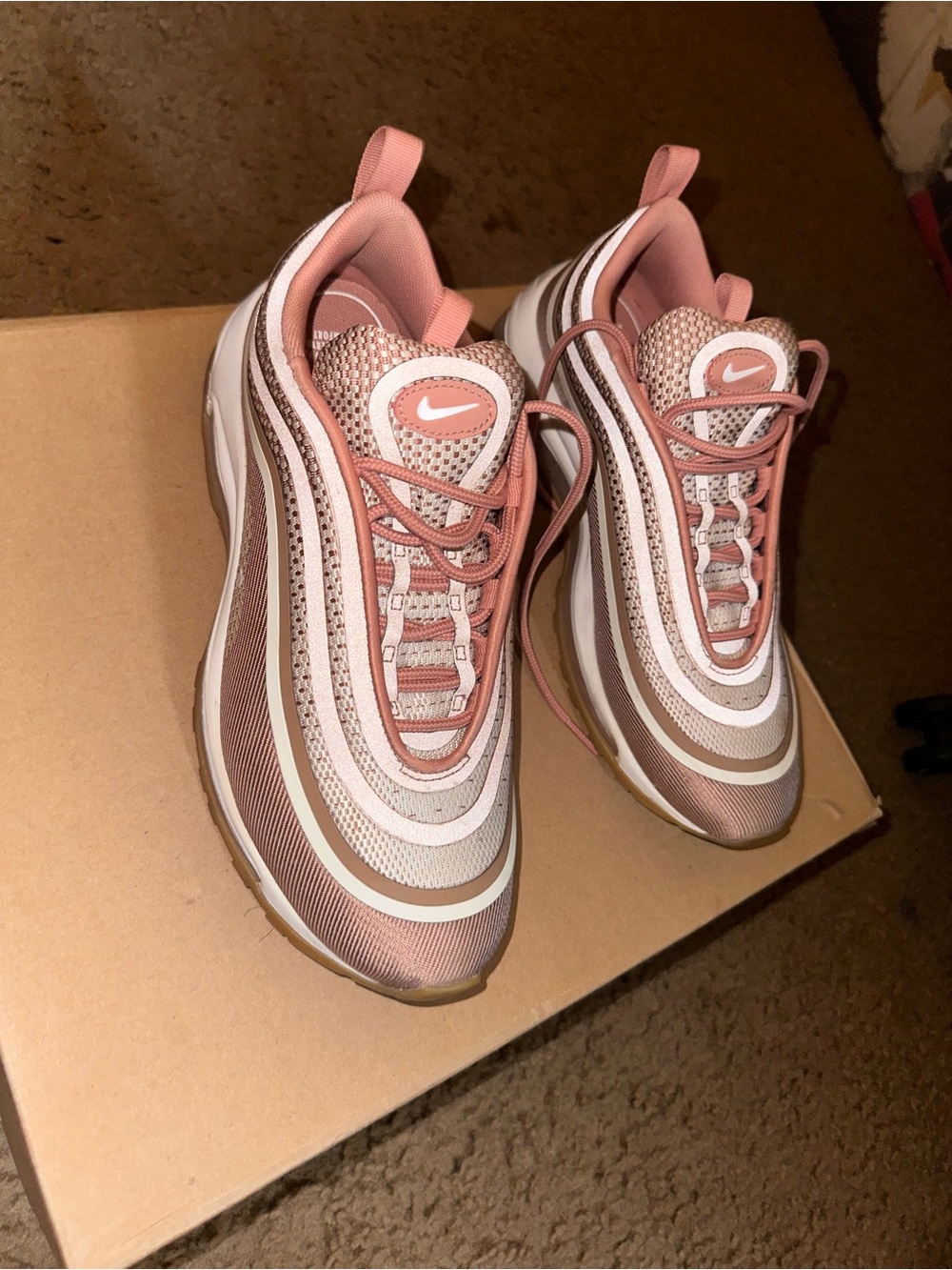 Nike Air Max 97 in Pink, White & Tan Accents
